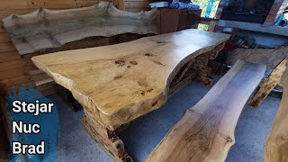 Masă Și Bănci - Stejar, Nuc, Brad - Rustic