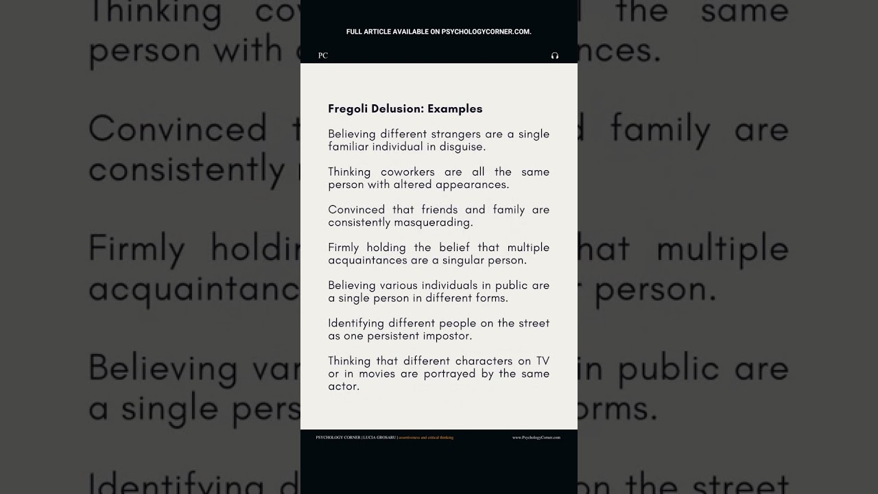 Fregoli Delusion: Examples | Strange Phenomena of the Mind 