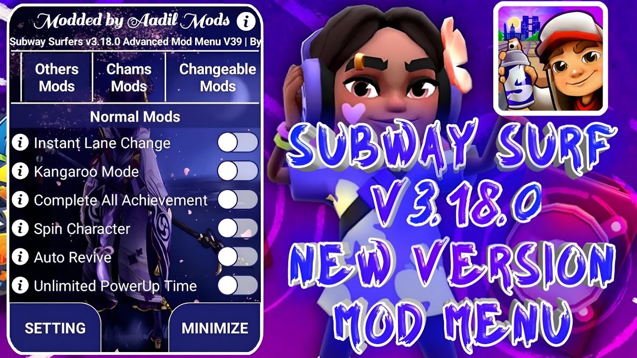 Subway Surf v3.18.0 Advanced Mod Menu APK  God Mod, Speed Hack, No Clip,  Score, Unlimited All etc. 