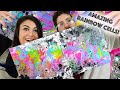 Making The CRAZIEST RAINBOW CELLS In Our Acrylic Pours! Sean also needs his own art channel...