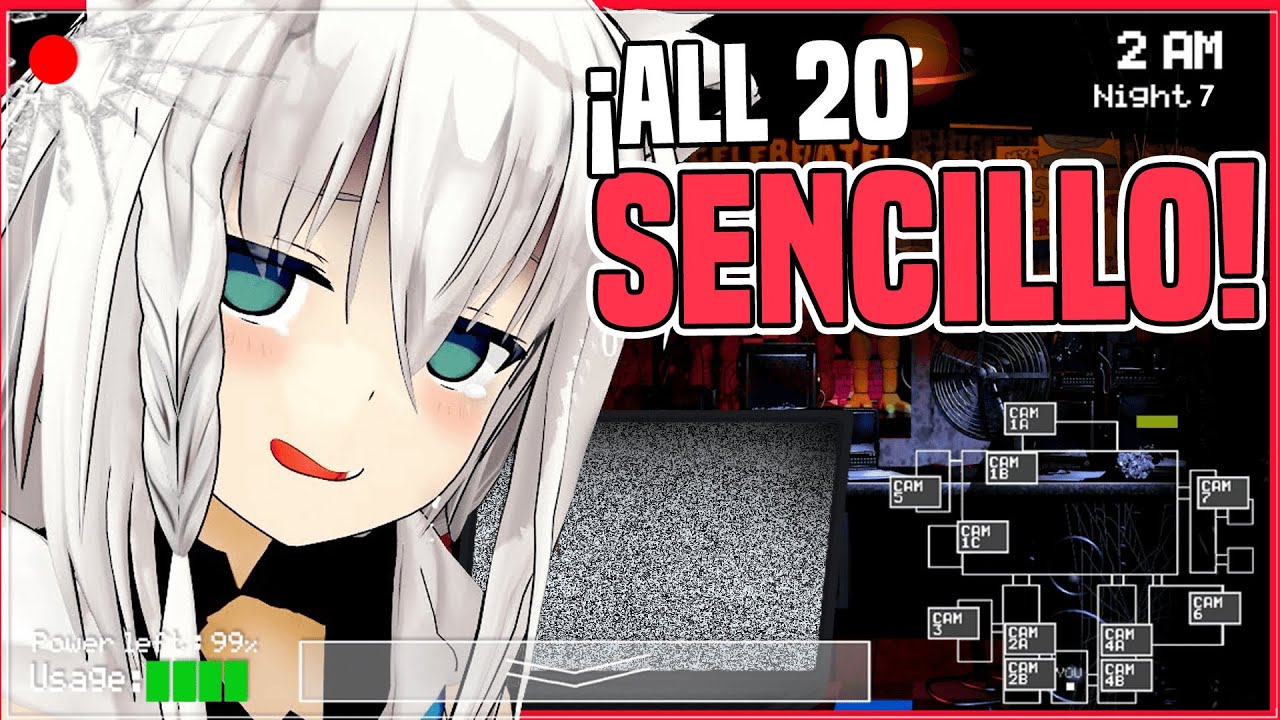 Fubuki haciendo la noche ALL 20 del primer FNAF -Hololive