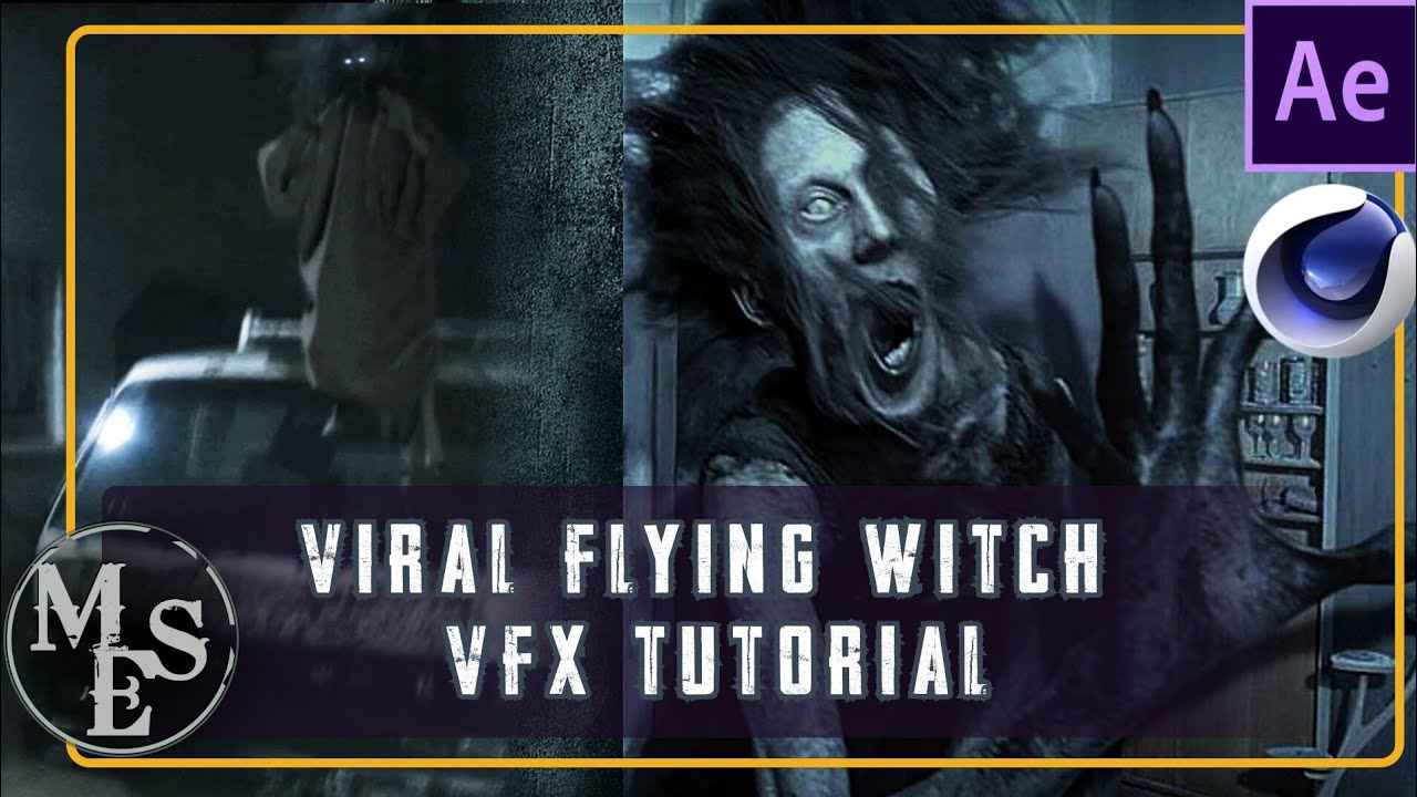 VFX tutorial | flying witch caught on camera Cinema 4d and after