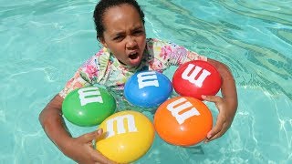 Learn Colors For Kids Toddlers - M&M's Candy In Pool - Nursery Rhymes Songs For Children