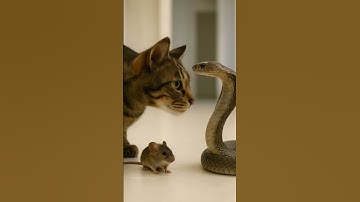 Shocking Encounter! Cat Faces Down Snake  for a Tiny Mouse!