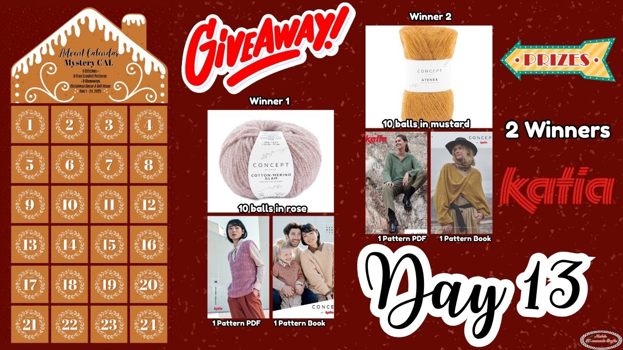 Day 13 Giveaway Reveal! 🎁 Advent Calendar Mystery CAL (Katia Yarns)