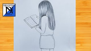 كيفية رسم فتاة تقرأ كتابا | تعليم الرسم بقلم الرصاص | رسم سهل | رسم بسيط