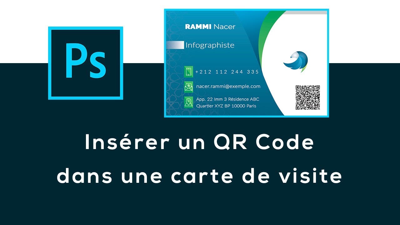 Photoshop CC : Insérer un QR Code VCard dans une carte de visite - YouTube