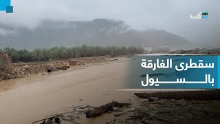 جزيرة سقطرى تغرق بسيول الأمطار ومشاهد توثق تضرر المنازل والشوارع