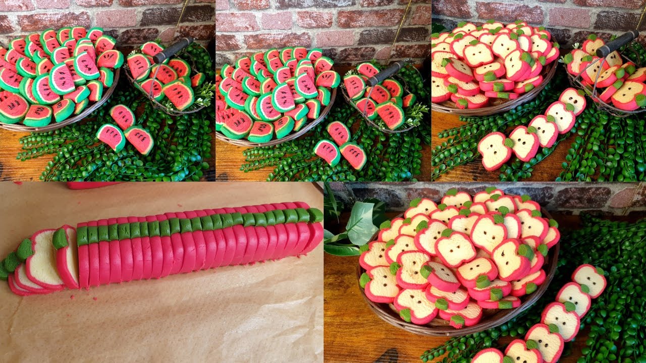 كوكيز الفواكه التفاح🍎 والبطيخ 🍉بطريقة سهلة وطعم كلو لذاذة