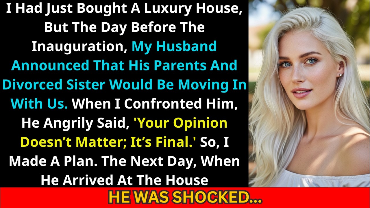 I bought a luxury house, but my husband moved his parents in. When I confronted him things escalated