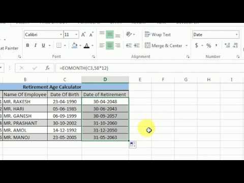 retirement age calculator excel