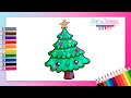 Cómo dibujar un ARBOL DE NAVIDAD kawaii - dibujos fáciles Paso a paso