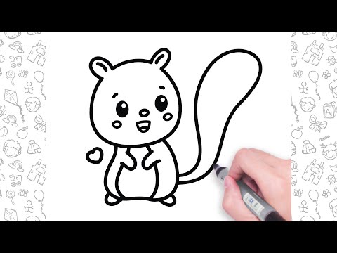 How to Draw a Cute Squirrel Easy | Step by Step Cute Drawings