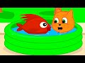 Cats Family en Français - Énorme Poisson Dans La Piscine Animé 2021 en Français