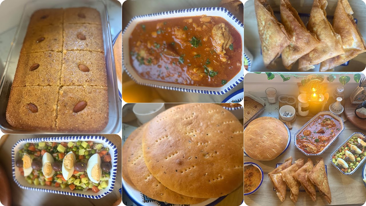 دبارة رمضانية بامتياز🌙خبز طابونة👌لوبيا 👌سلاطة بطاطا👌بريك السنة والعادة 👌هريسة حلوة👍
