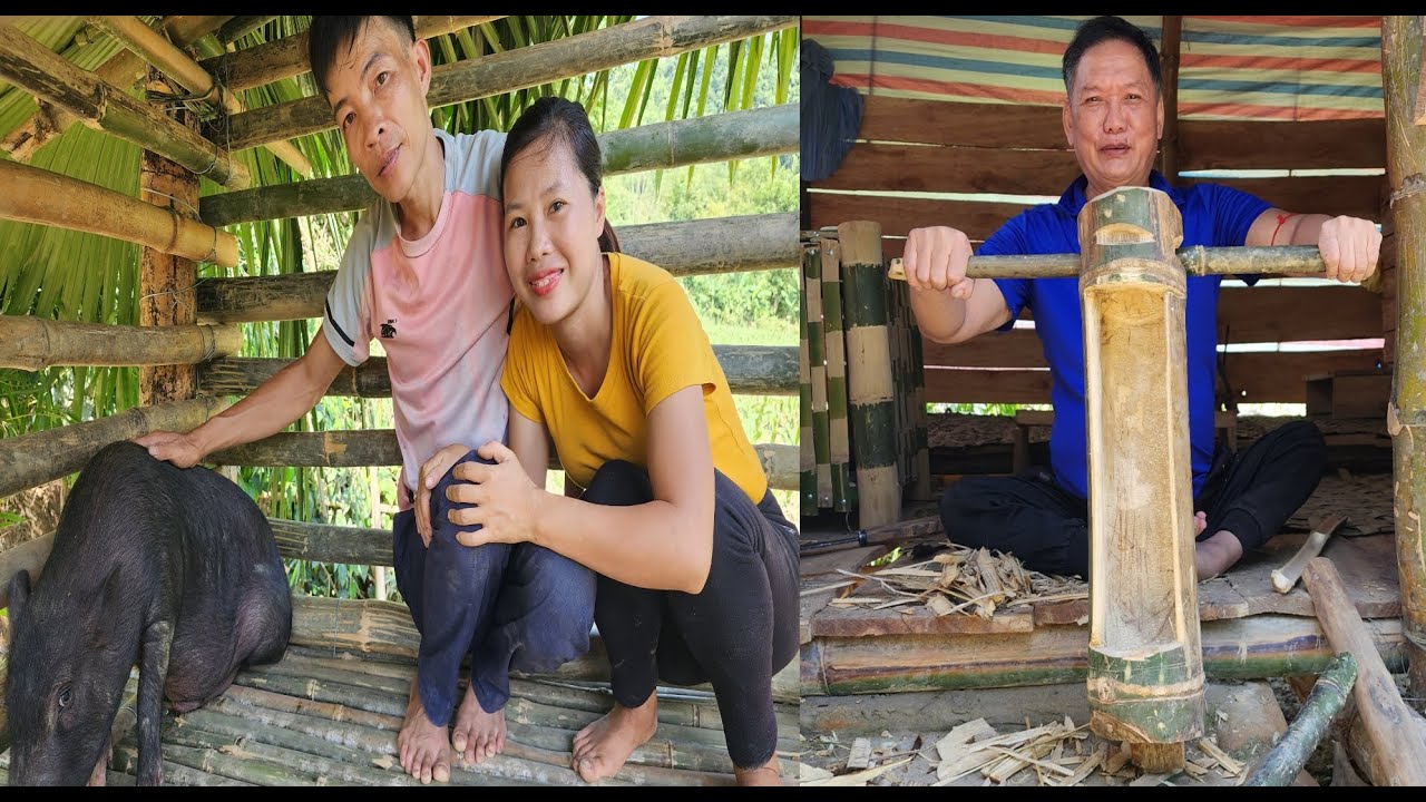 Today, ly Bệ and Nam, together with their disabled father, completed the pig pen