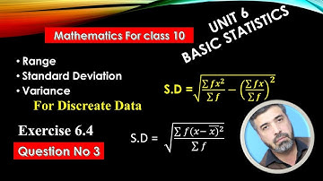 Range, Standard Deviation and Variance for discreate Data || Mathematics for class 10 Exercise 6.4