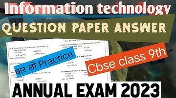 information technology (IT) sample paper 2023 / important questions / class 9 it paper 2023 /answer