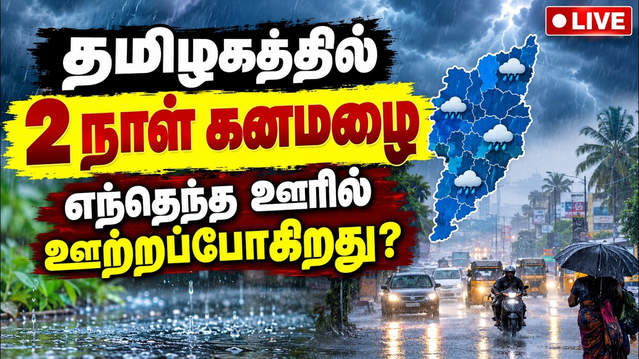 🔴LIVE : தமிழகத்தில் 2 நாள் கனமழை வானிலை மையம் அறிவிப்பு