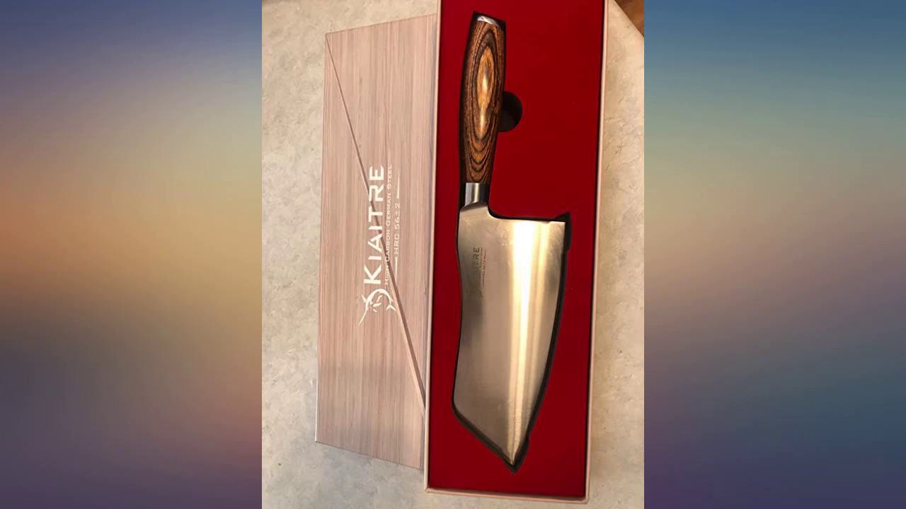 Kiaitre Cleaver Knife 7 Inch High Carbon German Steel Chinese Chef Knife with review YouTube