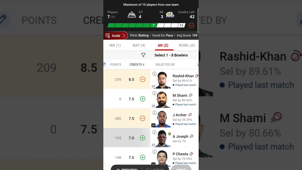 GT VS MI ONLY GL TEAM 🏏🏏