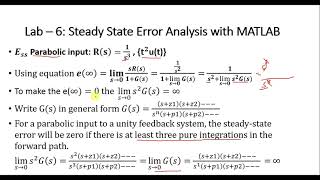 Lab 6: Steady state error analysis with MATLAB