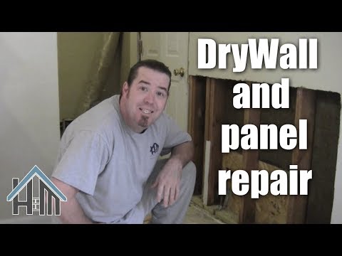how to repair exterior wall, insulate, drywall and paneling. Easy! Home Mender.