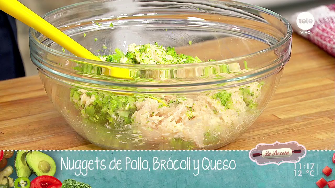 Nuggets de pollo, brócoli y queso / Fainá de choclo y panceta
