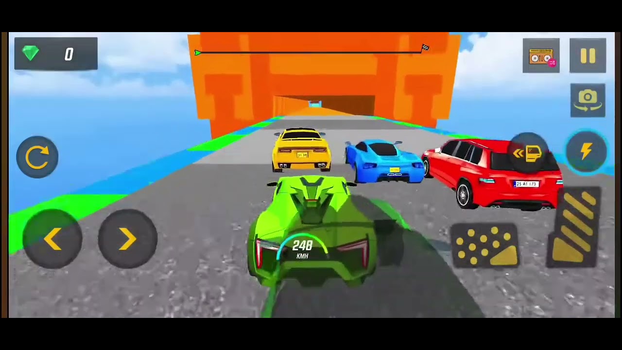 Let's race in the car.