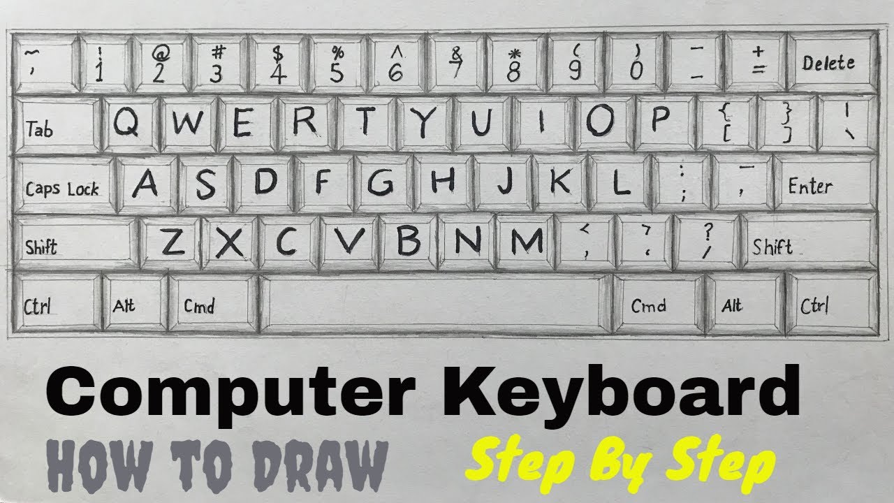 Pen Pencil Keyboard Write Drawing Design Sketch Comments - Keyboard Drawing  - (980x980) Png Clipart Download