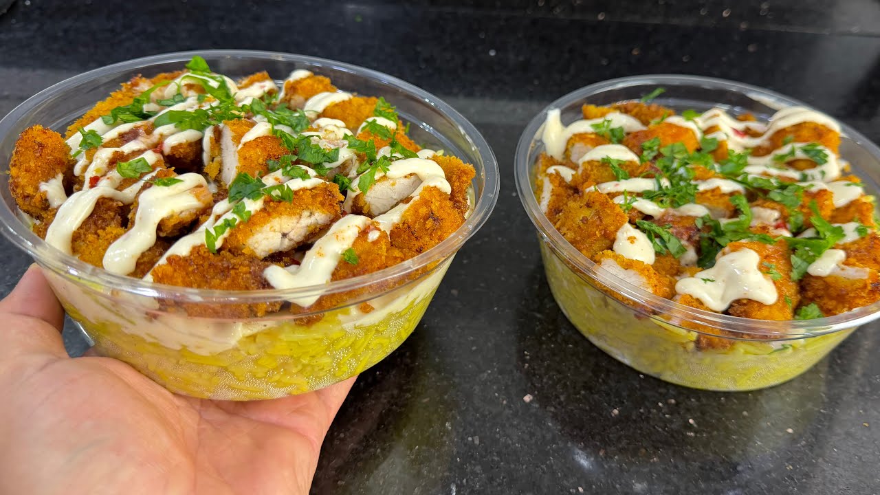 التراند لي راه داير حالة مؤخرا على مواقع التواصل😍أرز مع الدجاج كريسبي وصوص سويت تشيلي تحضير منزلي 👌