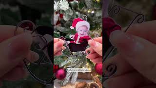 Adorable Newborn Baby | Personalized Babys Photo First Christmas Ornament