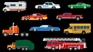 American Vehicles: Monster Trucks, Muscle Cars &amp; Fire Engines | Pixel Art
