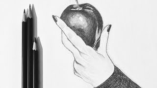 How to Draw an Apple in Hand | Pencil Sketch