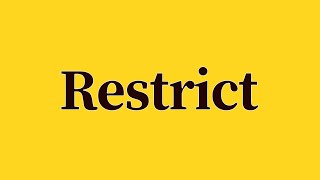 Restrict Pronunciation and Meaning