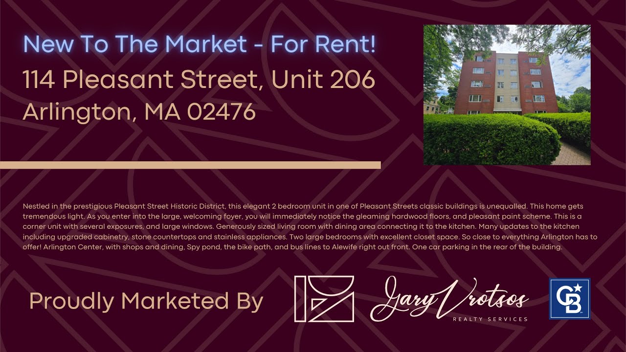 Now On The Market For Rent! - 114 Pleasant Street, Unit 206 in Arlington, MA