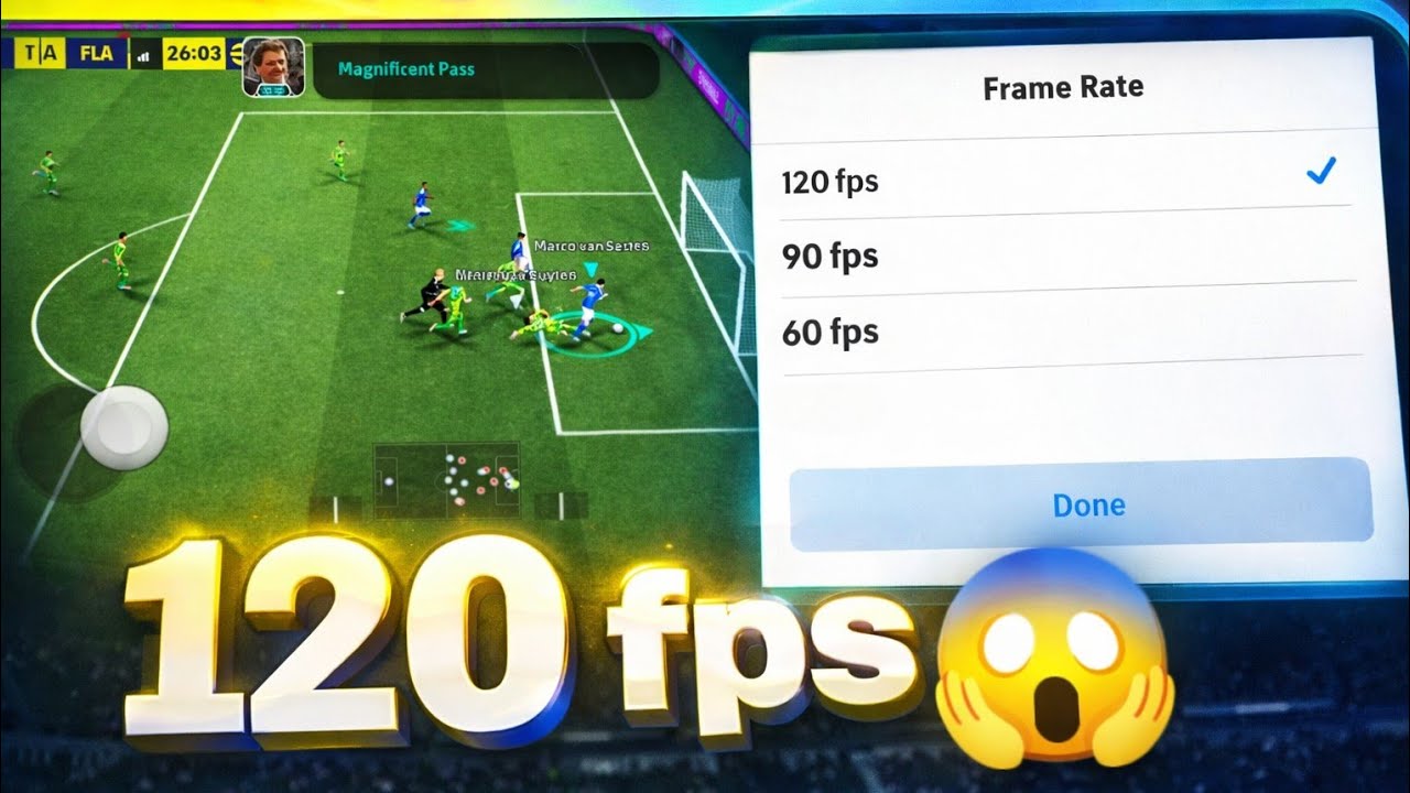 شغّل eFootball بأقصى سلاسة 🔥 استغل 120Hz في هاتفك!