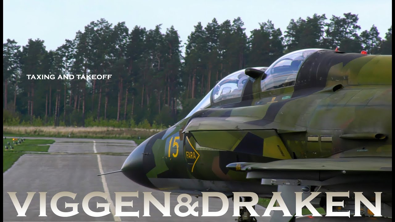 Viggen and Draken taxing and takeoff. Nice sound! 4K