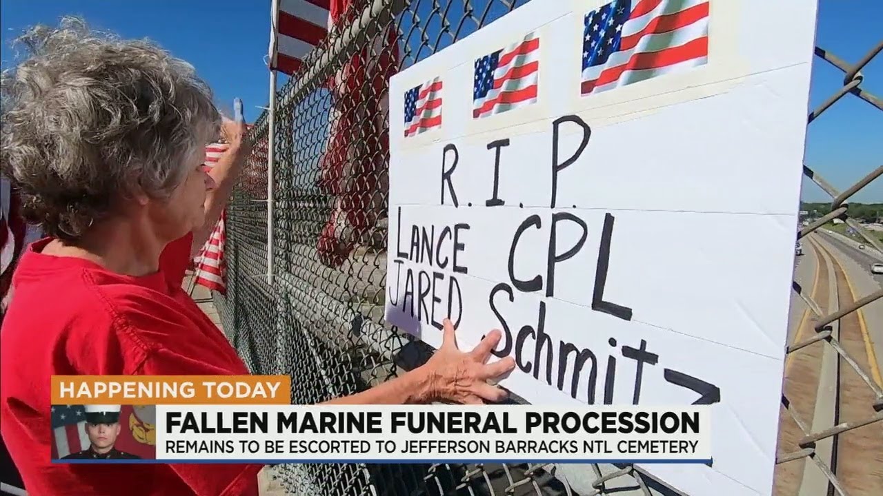Residents gather to pay respects to Lance Cpl. Jared Schmitz