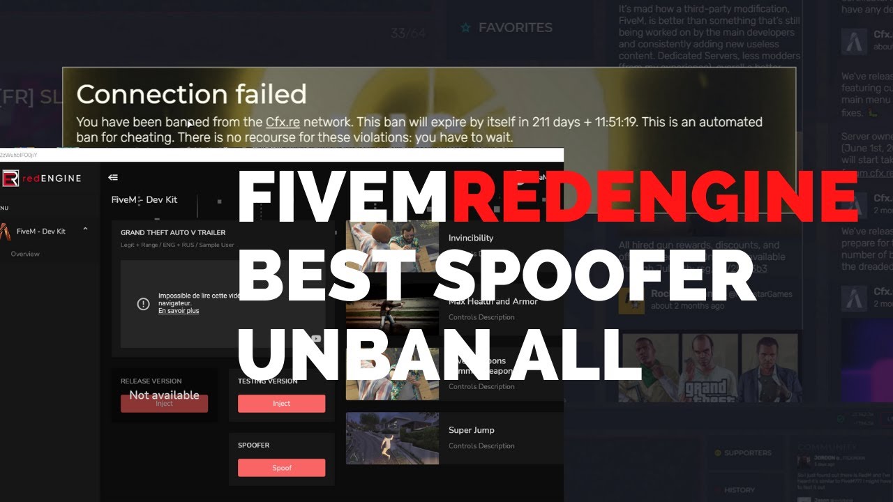 Fivem Executor Spoofer Inyector RedEngine Unban Global & Desbaneo de Todos  Los Servidores 