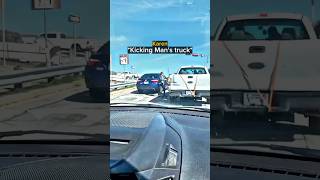 Angry Karen Kicks Man's Truck in Road Rage