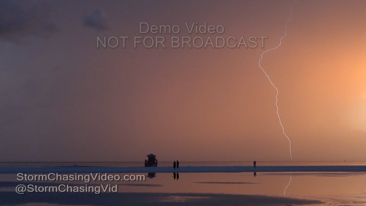 Siesta Beach, FL Sunset and Vivid Lightning - 8/15/2016