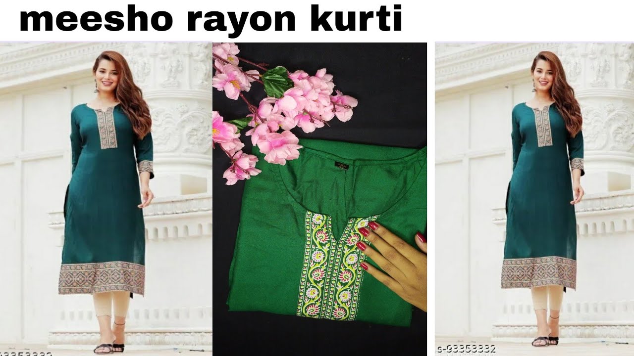 Meesho rayon straight kurti under rs. 300/ 💚 unboxing video YouTube
