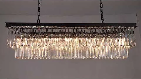 7PM Rectangle K9 Crystal Modern Black Rectangular Chandelier Install