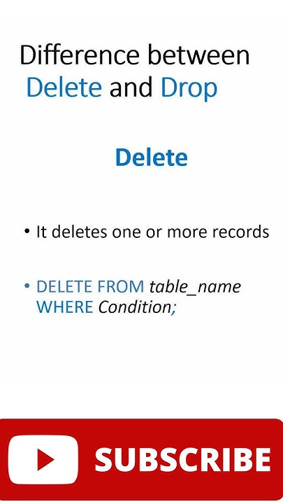 Difference between drop and delete in SQL || in Hindi - YouTube