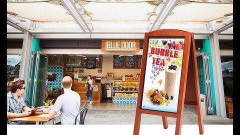 27 Inch Full HD Sign Advertising Board, Android/OS, Wooden A-Board, iOS + Android App