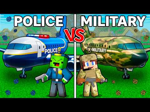 JJ and Mikey : POLICE vs MILITARY Airplane Battle in Minecraft ! - Maizen