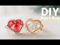 DIY💗How to make Beaded Heart Ring |tutorial|♡キラキラ♡ハートのビーズの指輪 作り方♪ ハンドメイドアクセサリー/キッズ/ビーズリング