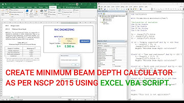 CREATE MINIMUM BEAM DEPTH CALCULATOR AS PER NSCP 2015 USING EXCEL VBA SCRIPT