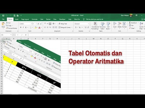 Tabel Otomatis dan Contoh Operator Aritmatika